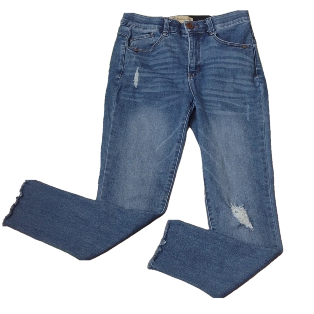 Democracy distressed fringed ankle skinny jeans size 2